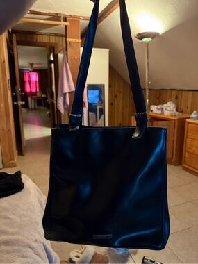 Classic Black Women's Leather Tote Bag